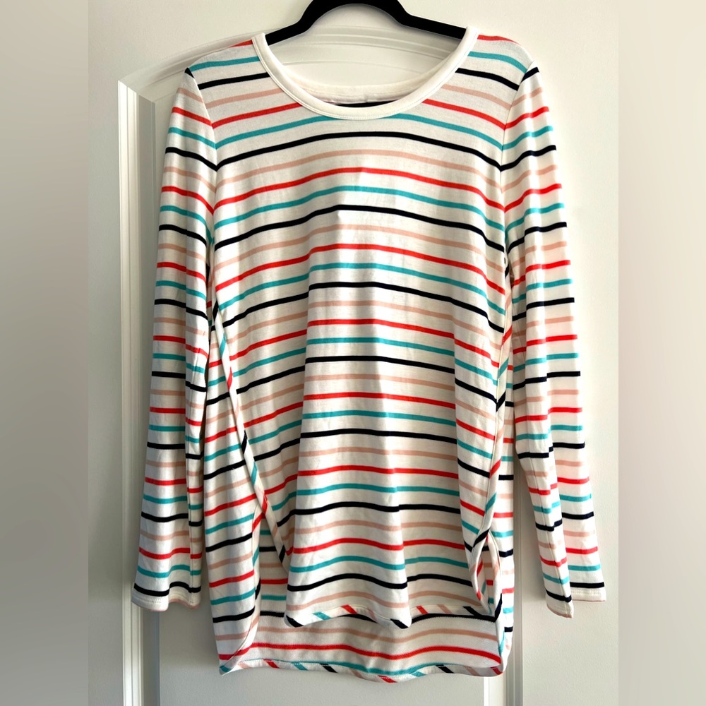 Zansia Curved Hem French Terry Knit Top
